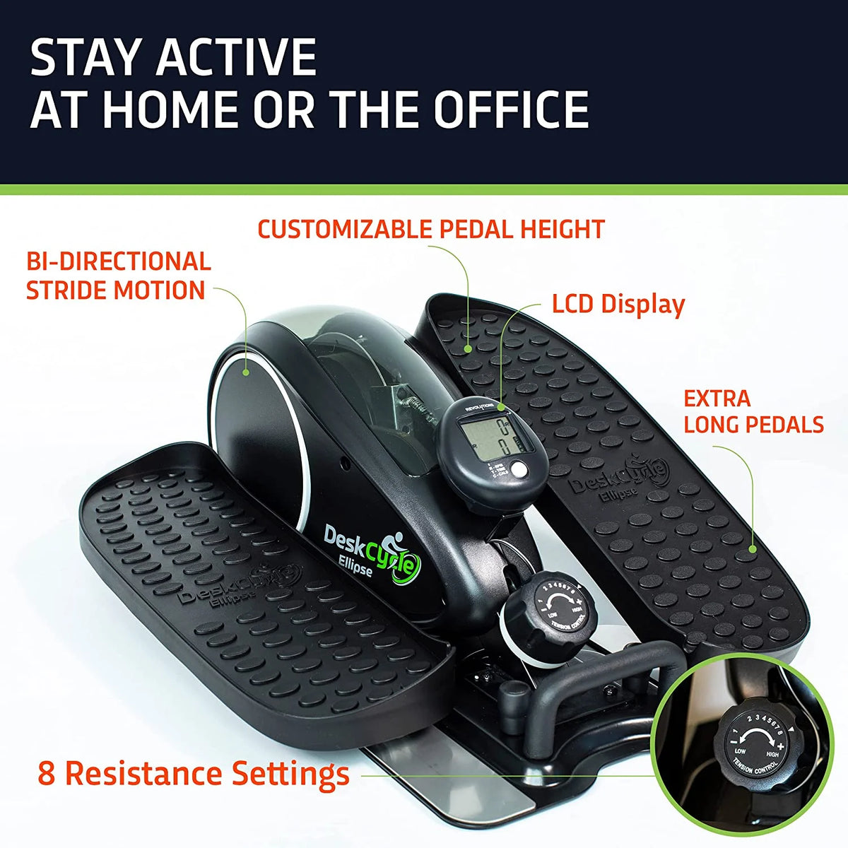 Black Compact Under Desk Elliptical Machine X82893