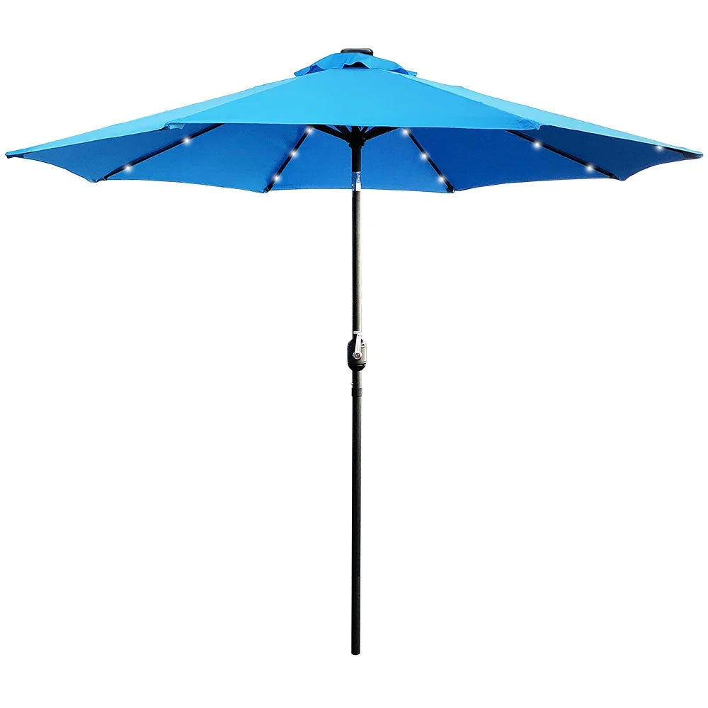 9ft Solar LED Lighted Patio Umbrella with Crank and Tilt M199848