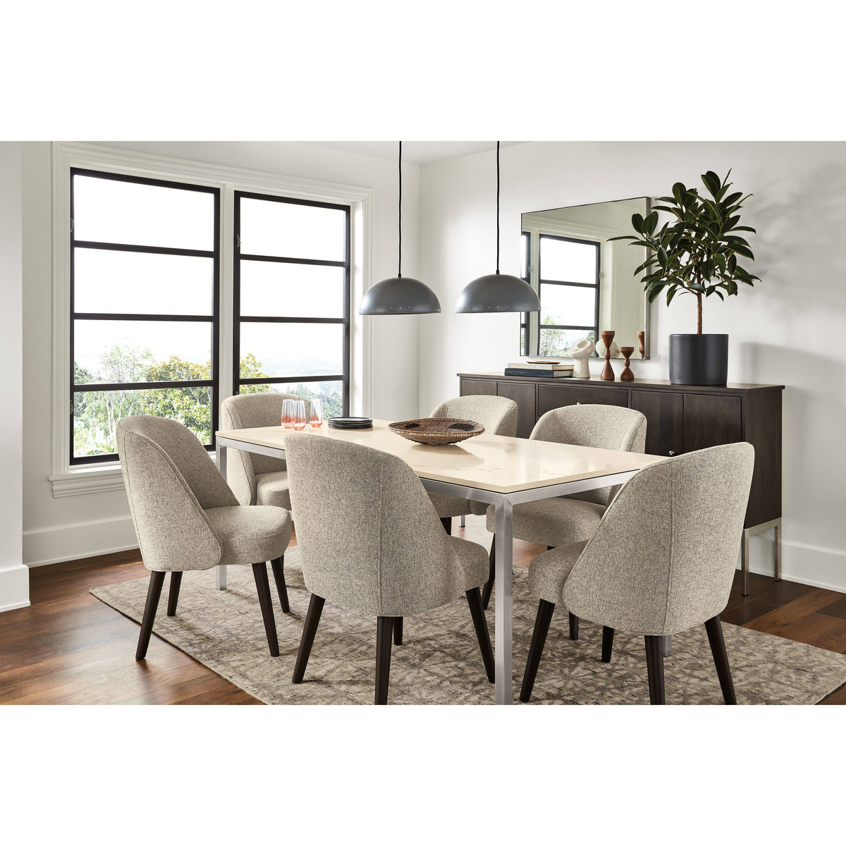 Modern Cora Side Chair in Tatum Moss with Charcoal Legs Green Brown Performance Fabric C20771