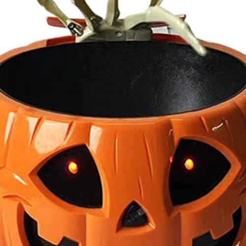 Animated Pumpkin Candy Bowl with Skeleton Hand P12196