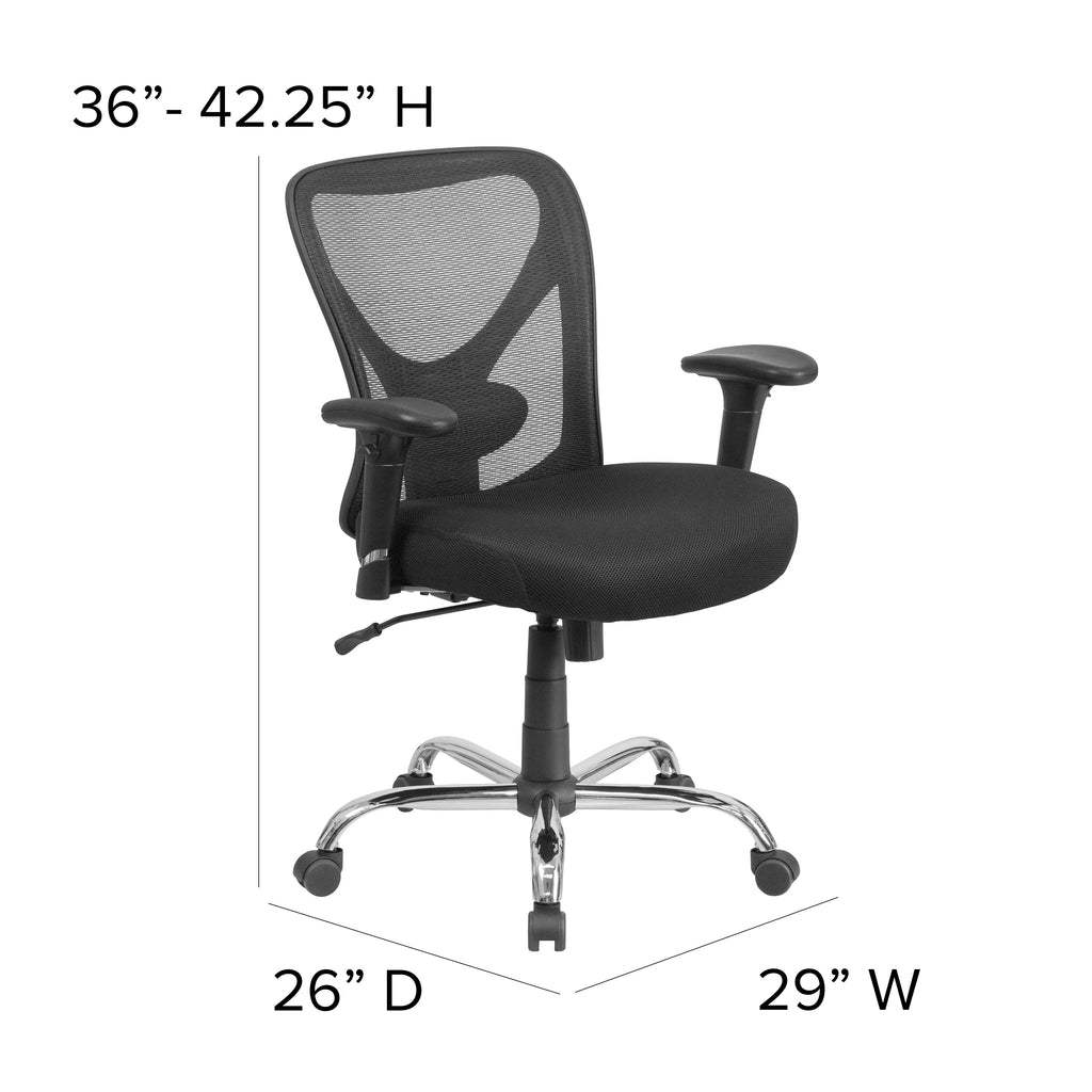 Black Mesh Ergonomic Task Office Chair with Adjustable Back and Arms Q18902