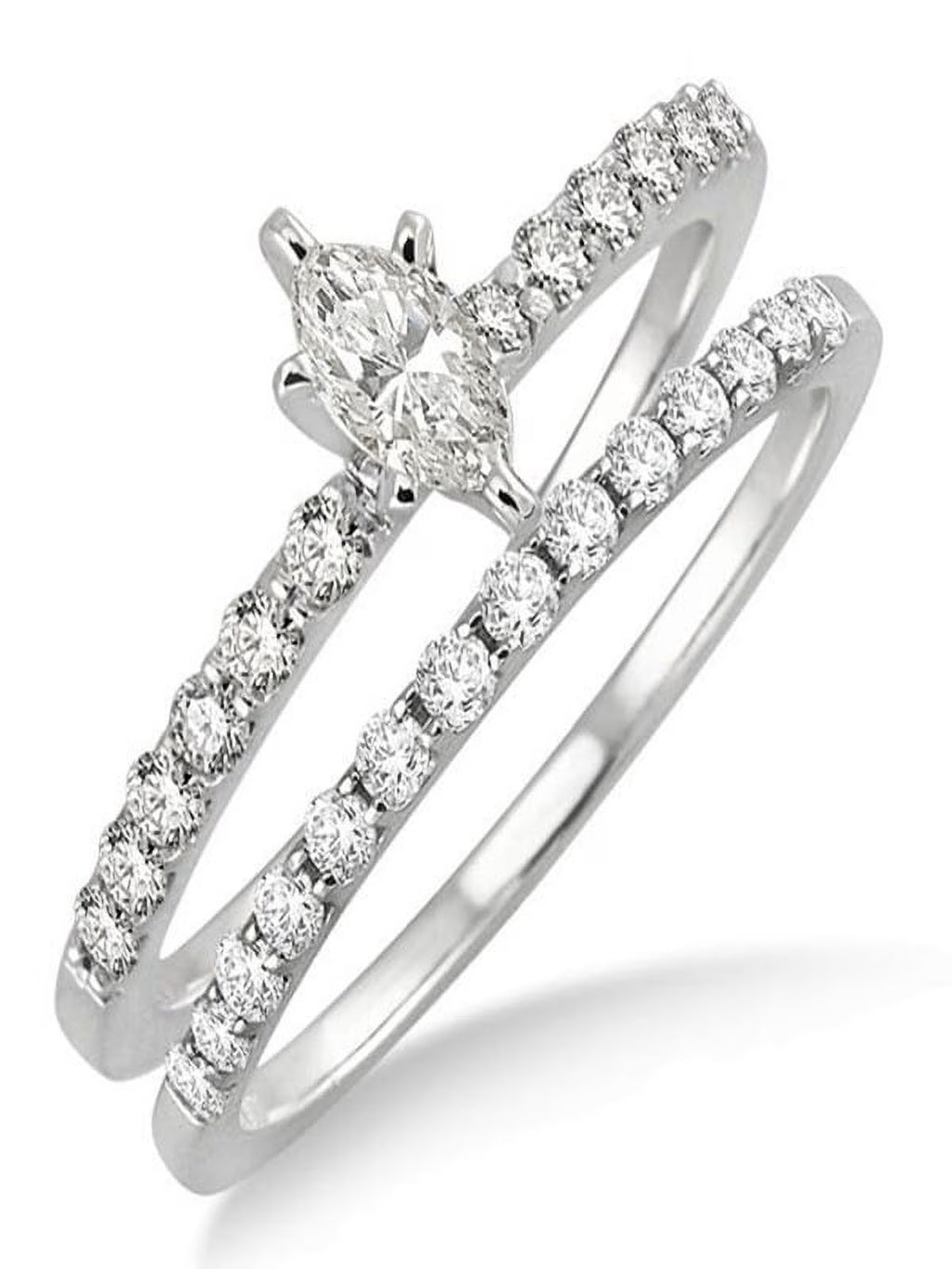 0.50 Carat Bridal Set with Marquise Cut Diamond in 10k White Gold W276404
