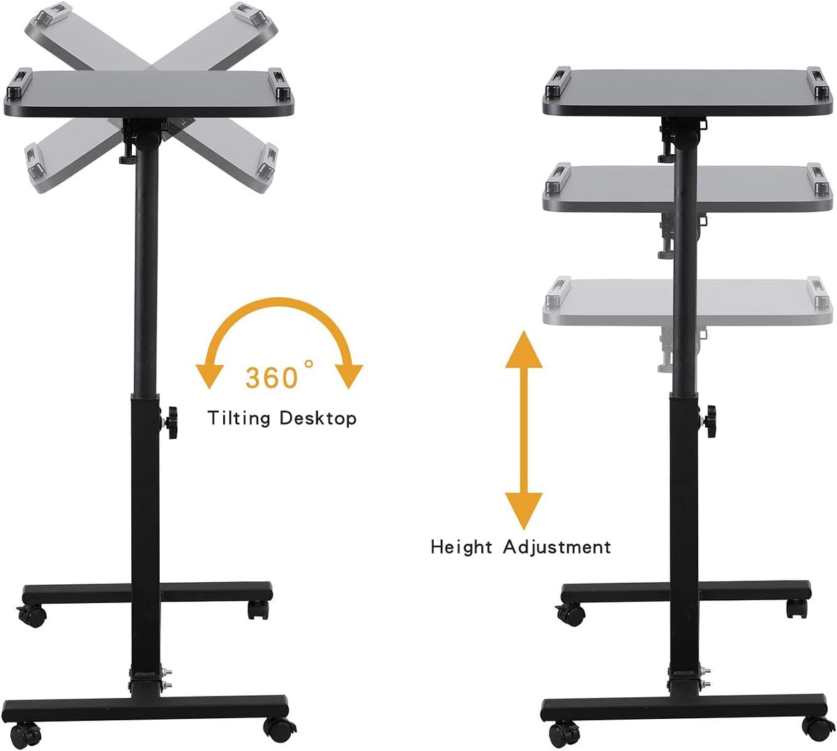 Adjustable Overbed Bedside Table with Wheels B7384