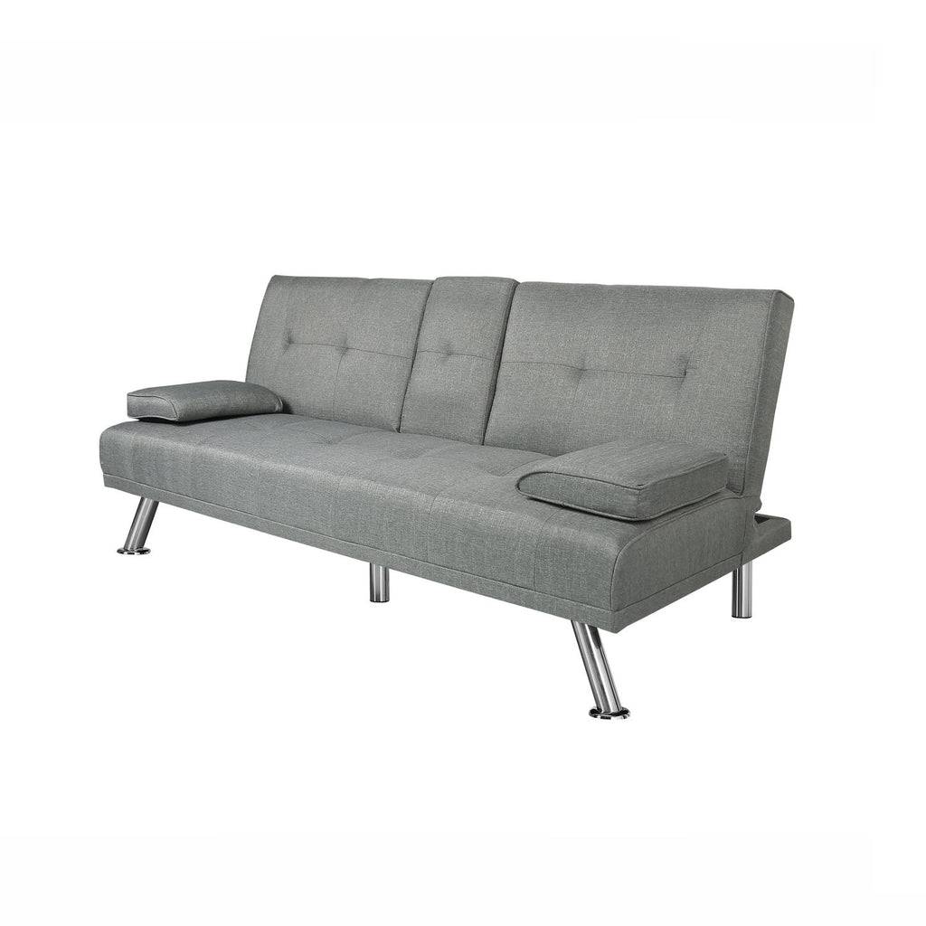 Light Grey Fabric Futon Sofa Bed A987