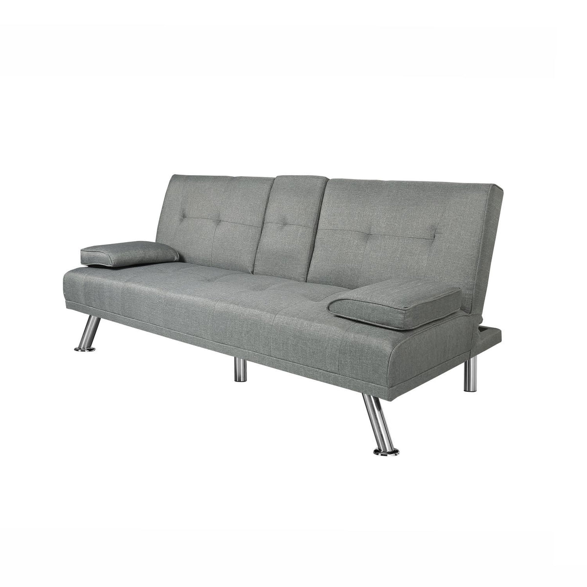 Light Grey Fabric Futon Sofa Bed A987