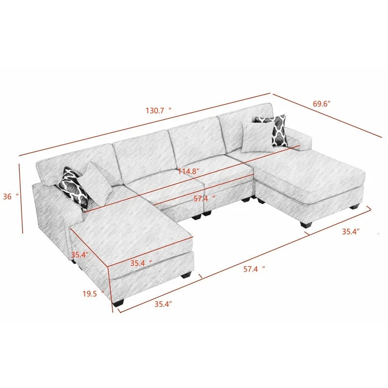 Fabric Reversible Sectional Sofa D807