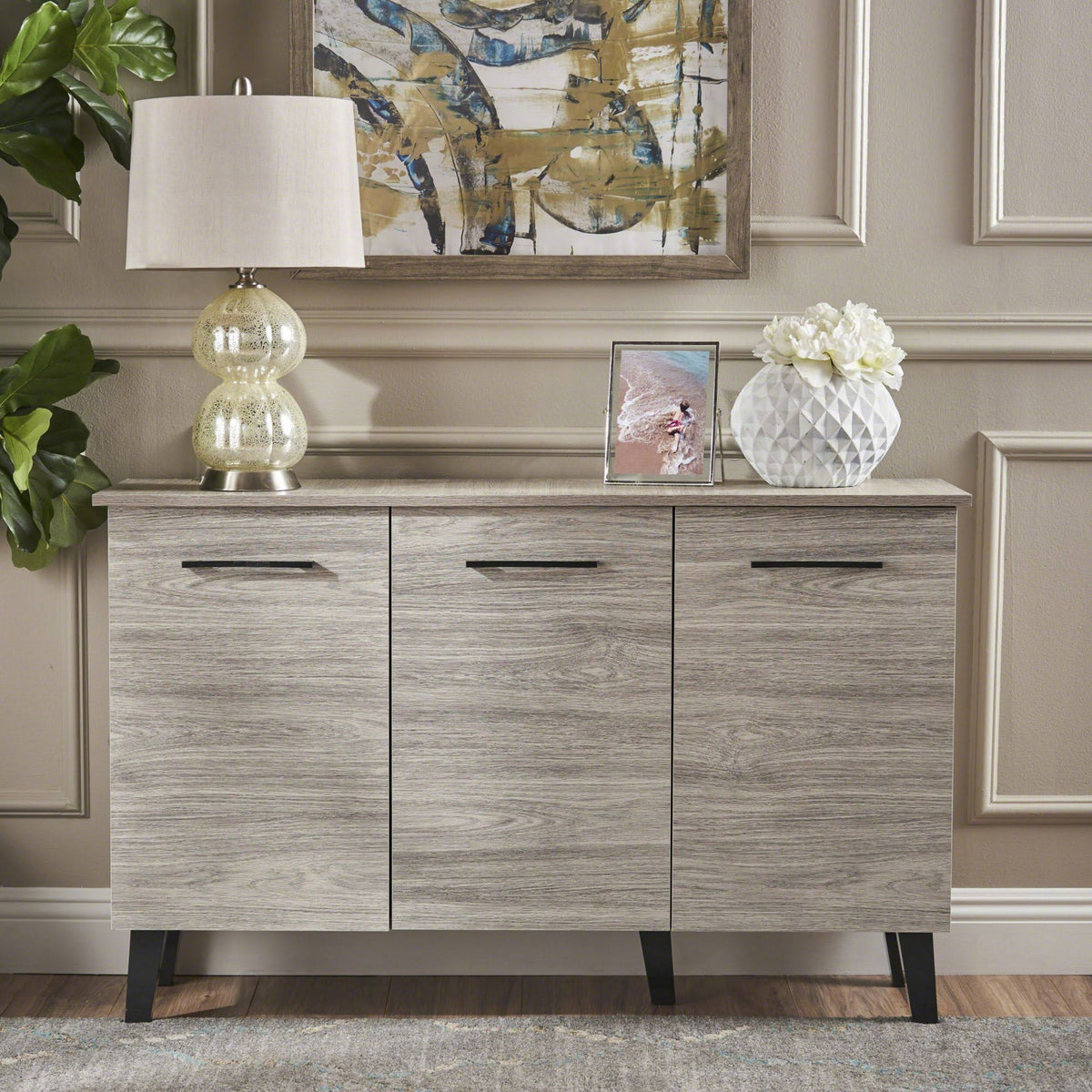 Charcoal Gray and Black Contemporary Rectangular Cabinet Z3222