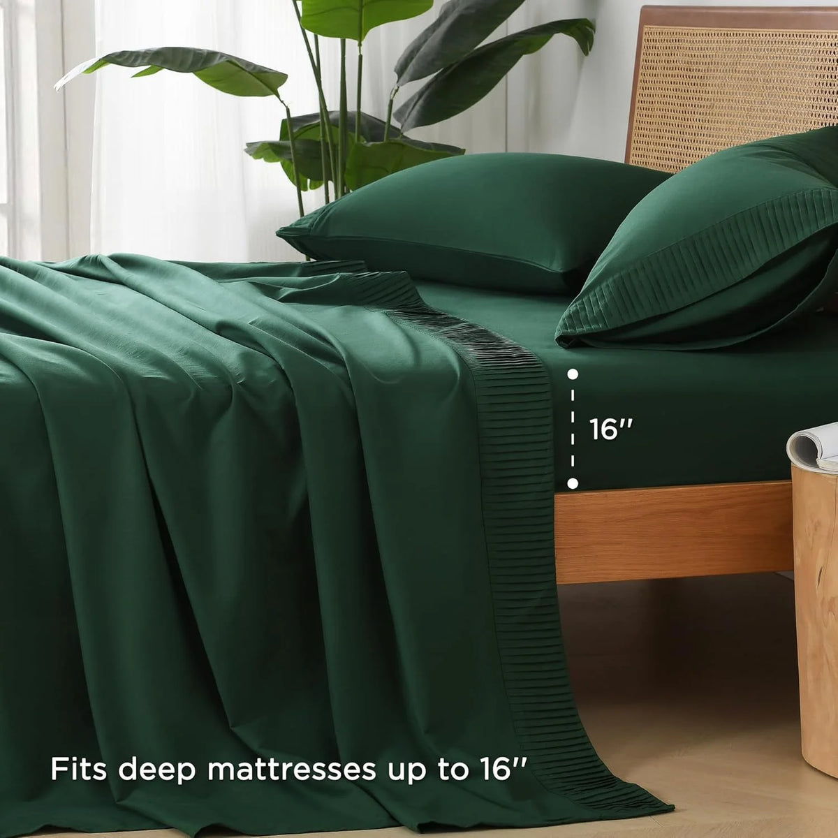 Emerald Green Microfiber Sheet Set California King 4 Pieces Deep Pocket S305