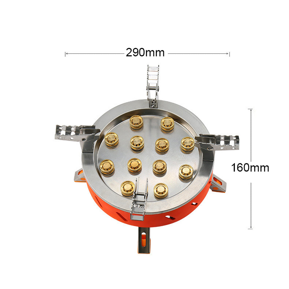 12-Core High-Power Windproof Camping Gas Burner with Piezo Ignition Adjustable Valve Storage Bag Q737