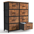 Brown 8 Fabric Drawer Dresser TV Stand X133