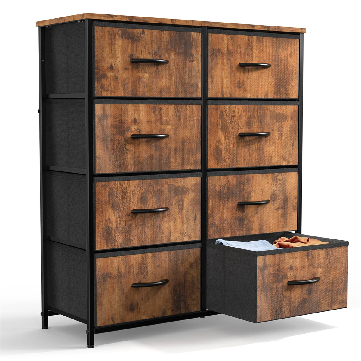 Brown 8 Fabric Drawer Dresser TV Stand X133