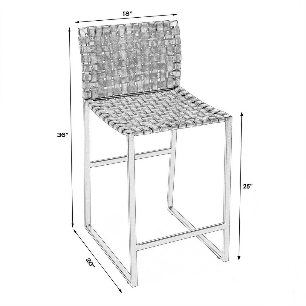 Woven Leather Counter Stool Q720