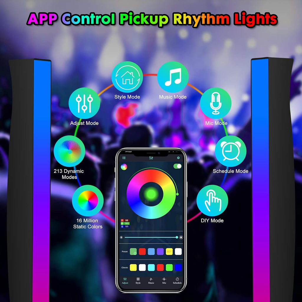 Battery Powered RGB Sound Control Rhythm Light Bar 2Pcs Q9566