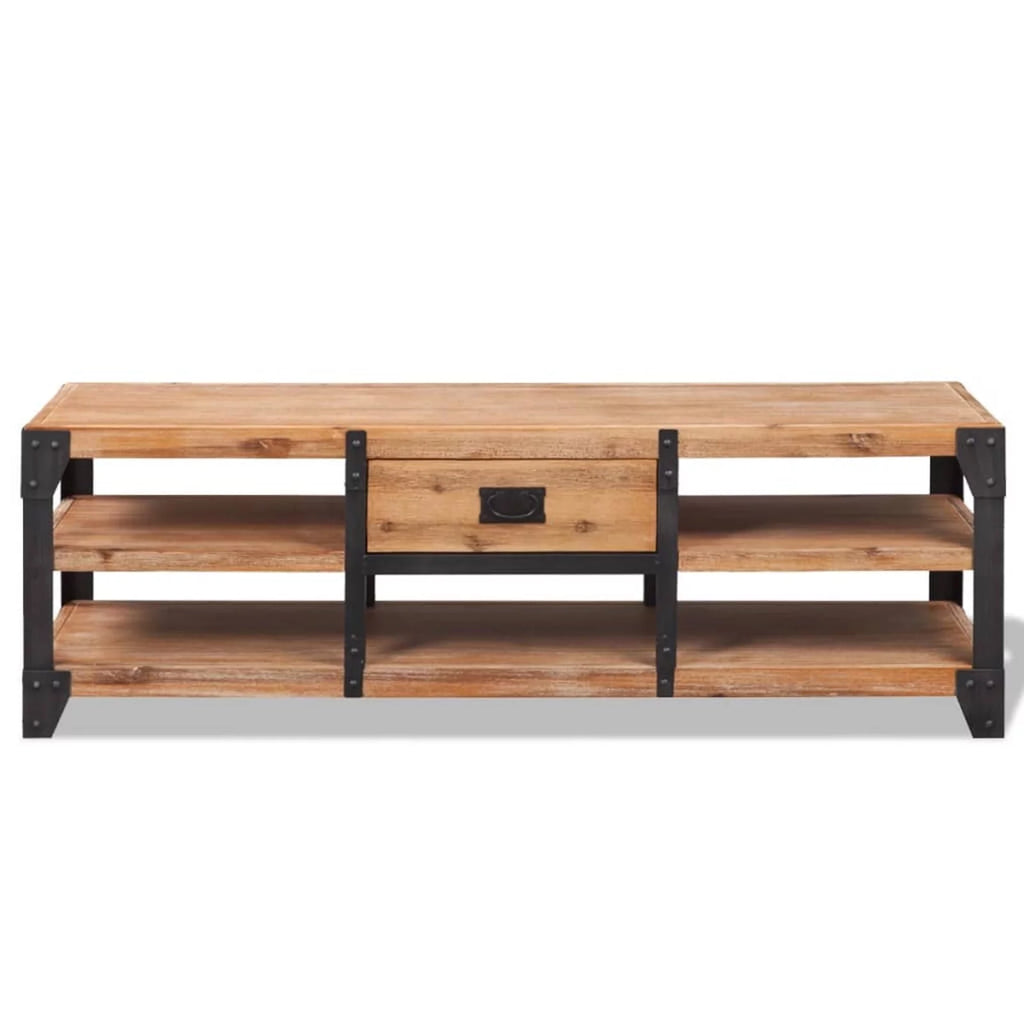 Reclaimed Wood TV Cabinet with Storage Shelves B271355