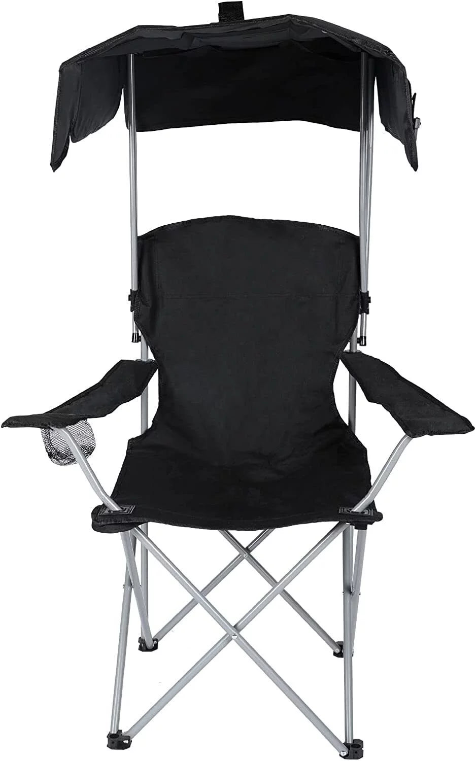 Black Canopy Lounge Chair with Cup Holder E446393