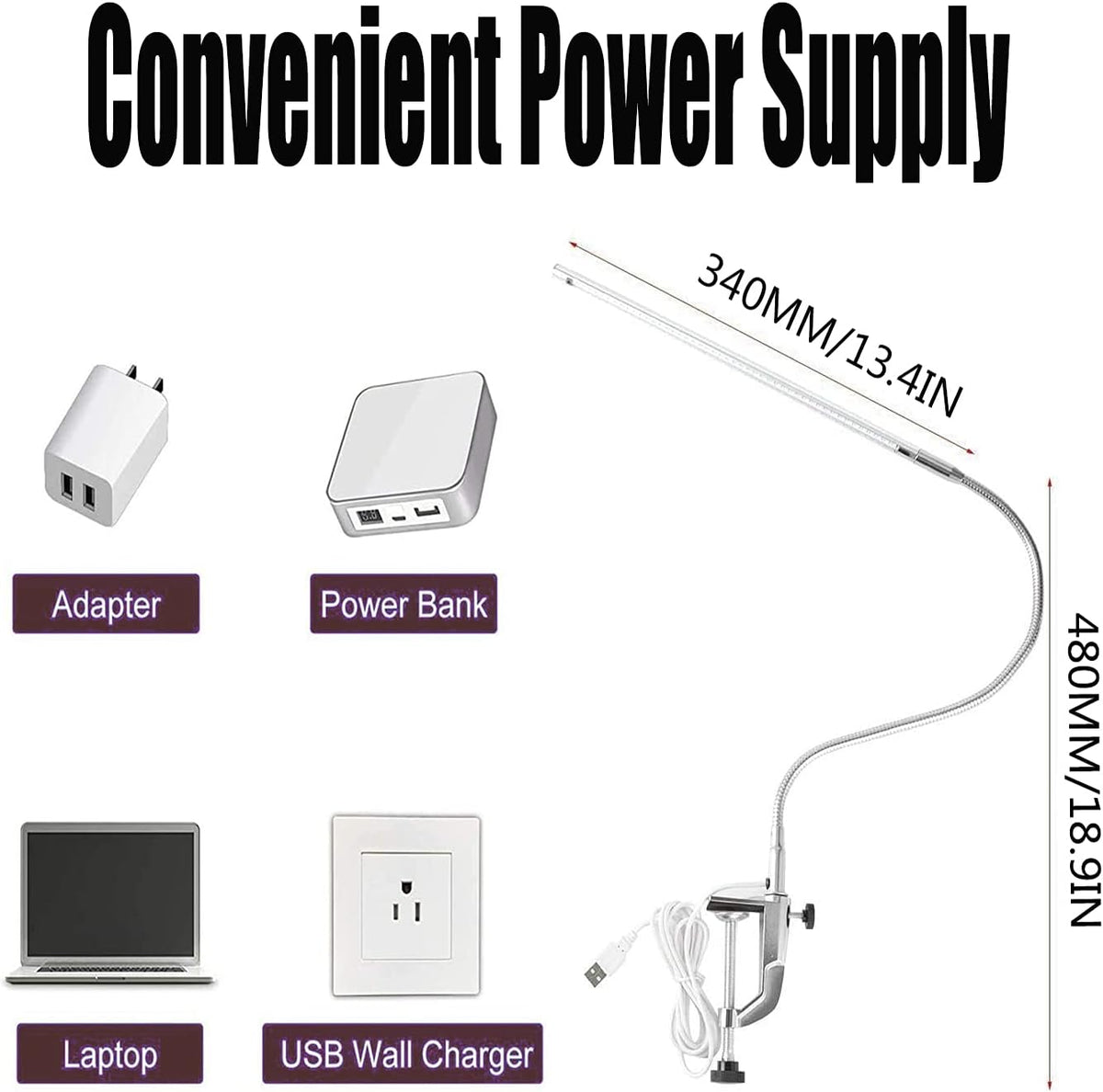 USB LED Desk Lamp with Clamp V206