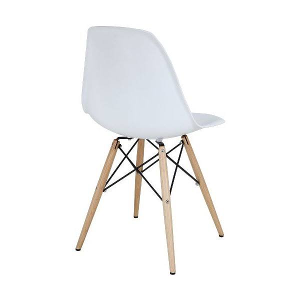 White Plastic Side Chairs with Wooden Base F47488