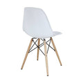 White Plastic Side Chairs with Wooden Base F47488