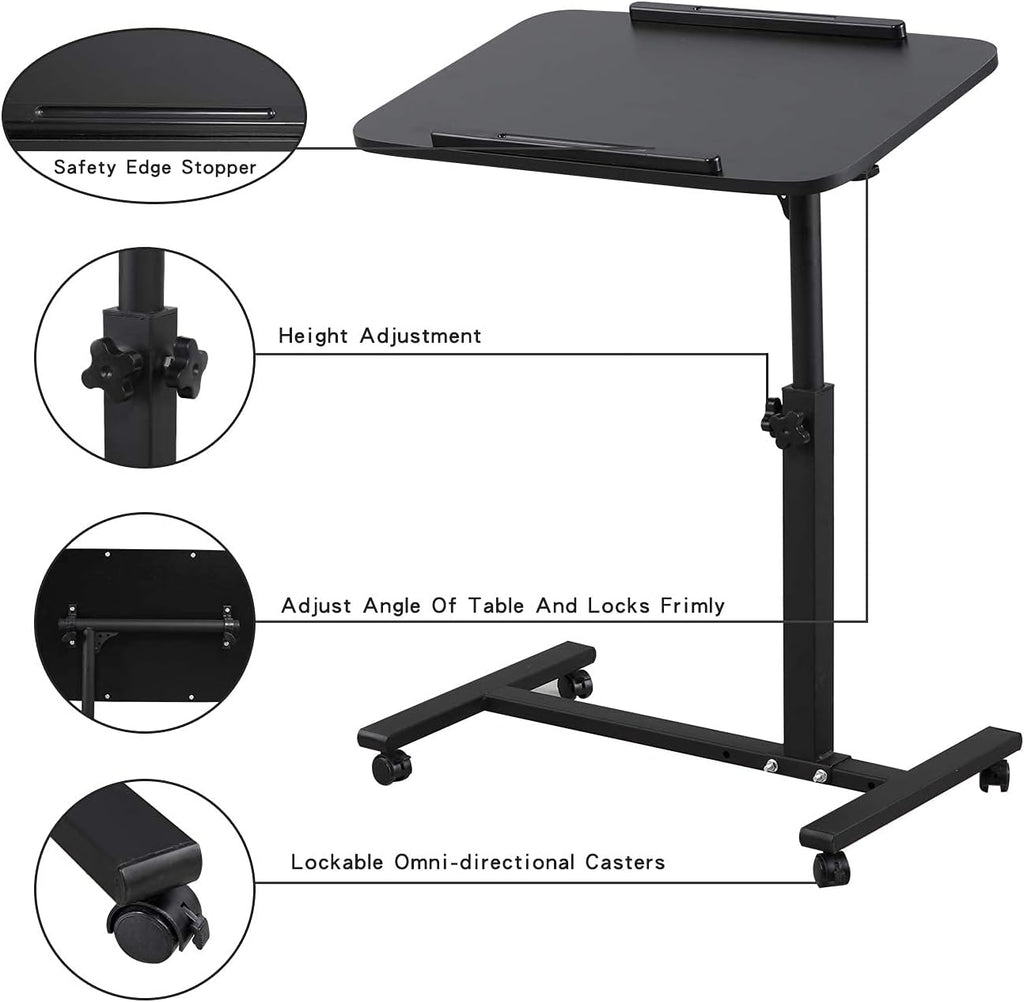 Adjustable Overbed Bedside Table with Wheels B7384