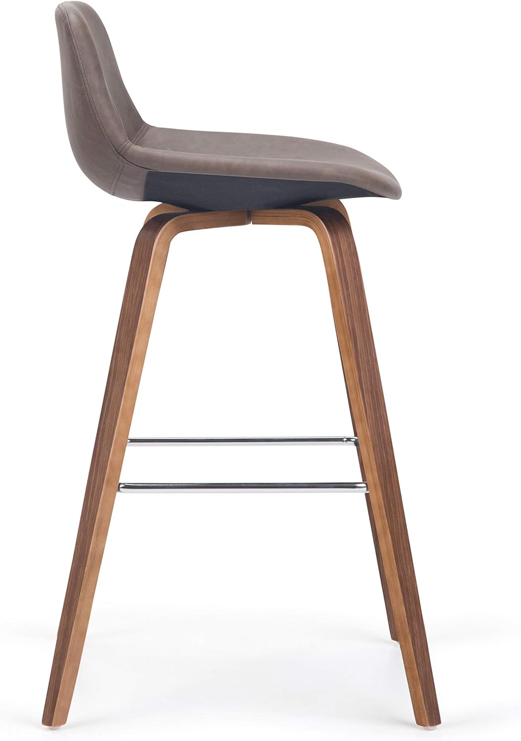 Distressed Chocolate Brown Vegan Faux Leather Bentwood Counter Height Stool Set Of 2 S8598