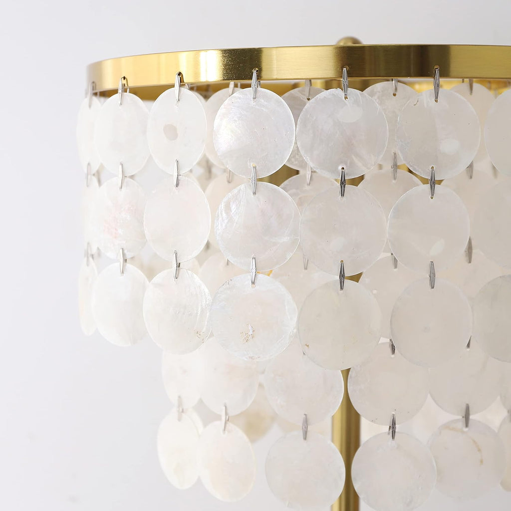 Natural Capiz Shell Table Lamp with Brass Polished Lampshade E5502