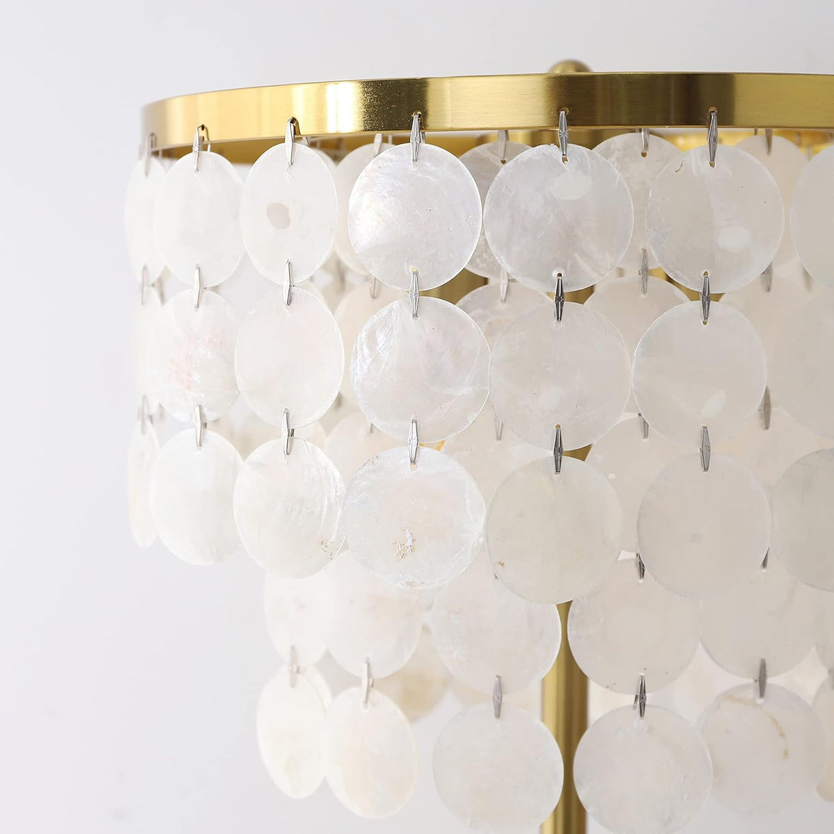 Natural Capiz Shell Table Lamp with Brass Polished Lampshade E5502