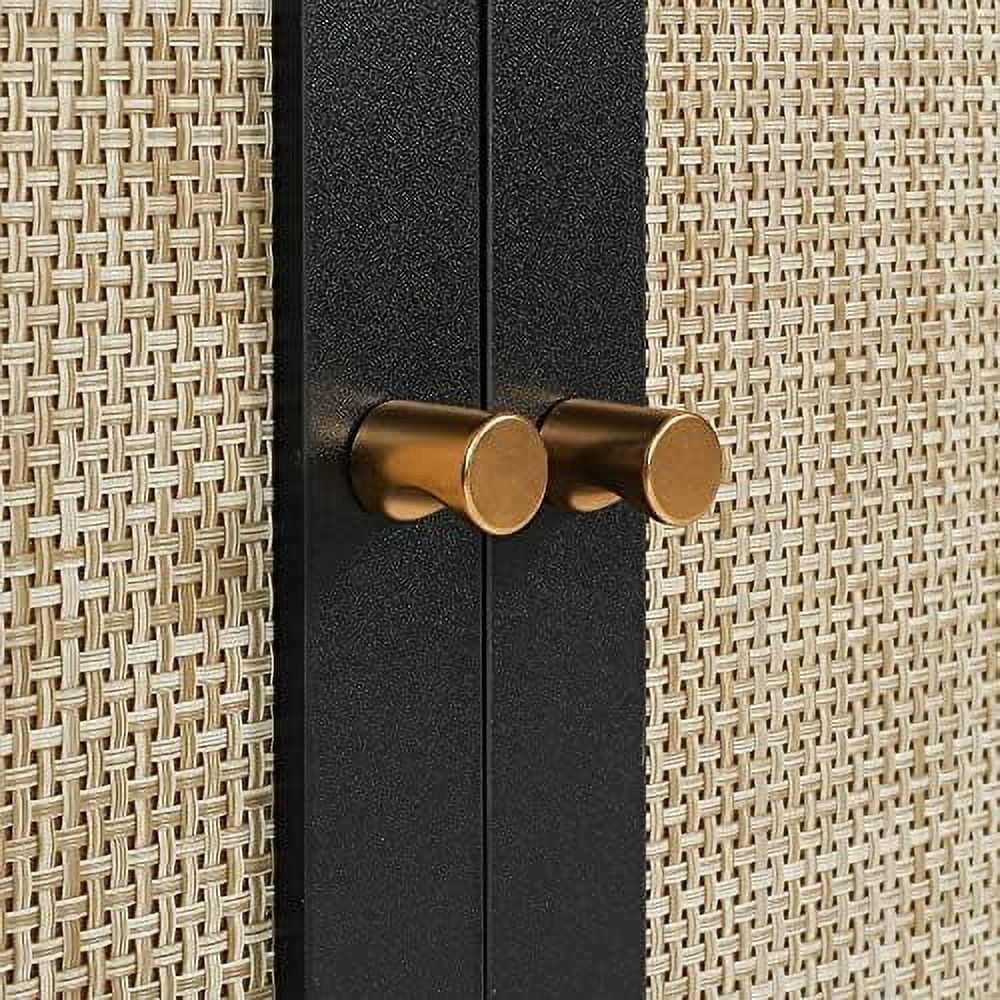 Black Rattan Sideboard Cabinet with Adjustable Shelves F509