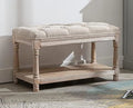 Black Tufted Wood Entryway Bench I861