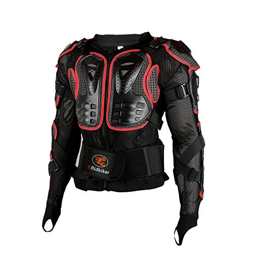 Black L Removable Full Body Armor Motorcycle Jacket V6692