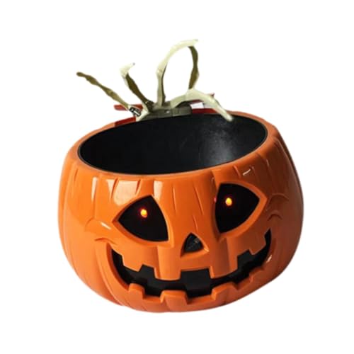 Animated Pumpkin Candy Bowl with Skeleton Hand P12196