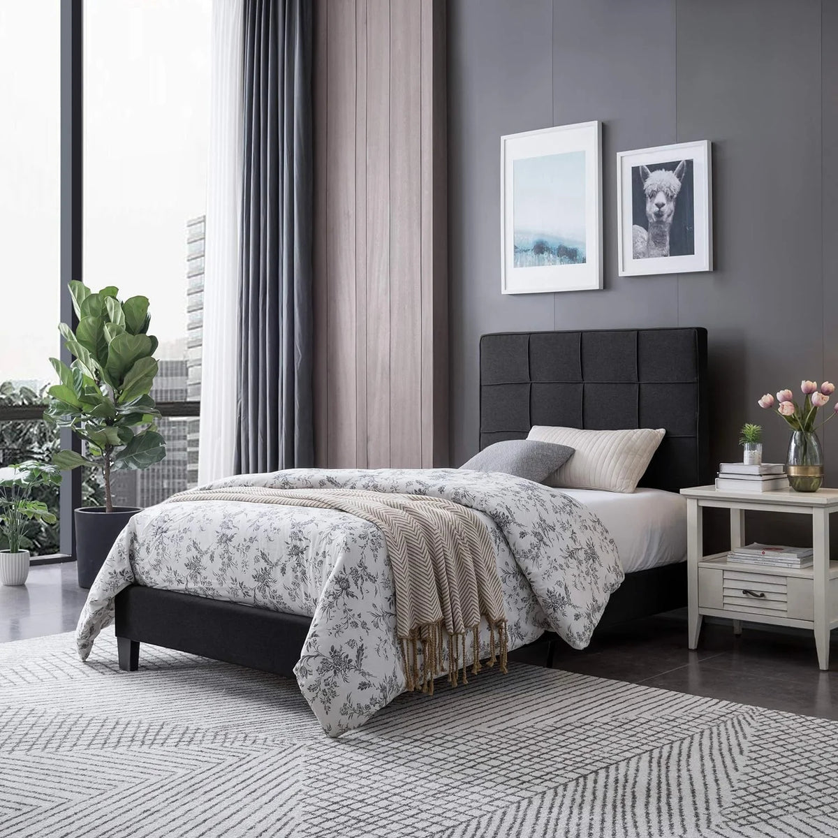 Contemporary Upholstered Platform Bed R741
