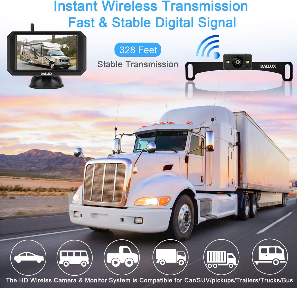Wireless Backup Camera with 5 Inch Monitor and HD 1080P Night Vision Waterproof Camera C61457