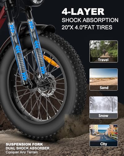 20" Fat Tire 48V 25Ah 7-Speed Electric Bike M4026