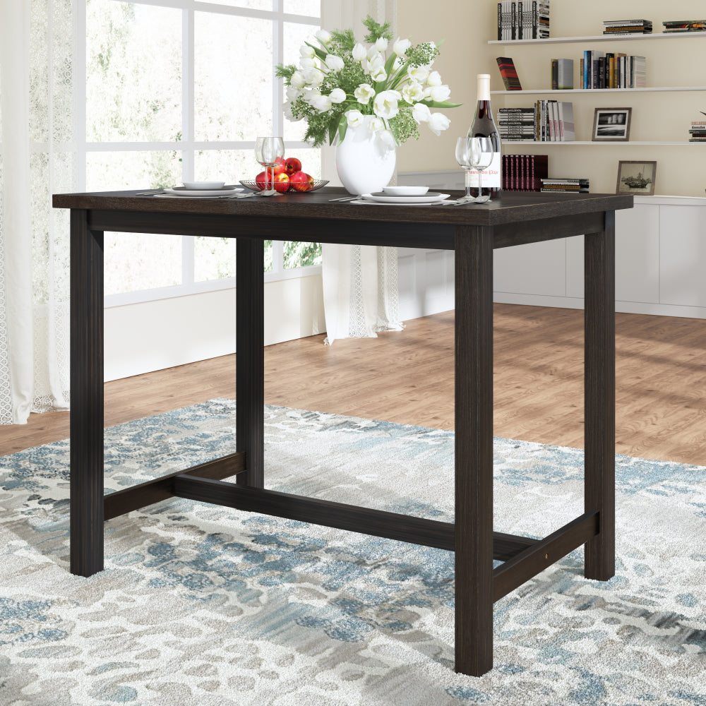 5 Piece Rustic Wooden Counter Height Dining Table Set with 4 Upholstered Chairs J984209