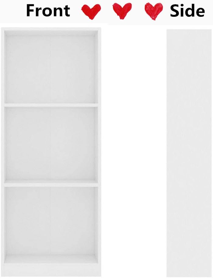 3-Tier White Chipboard Bookcase S101