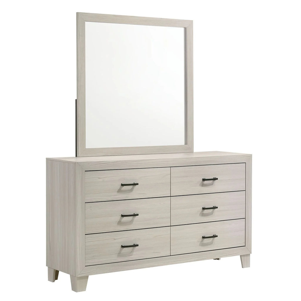 Gray 6 Drawer Wood Dresser with Mirror M735