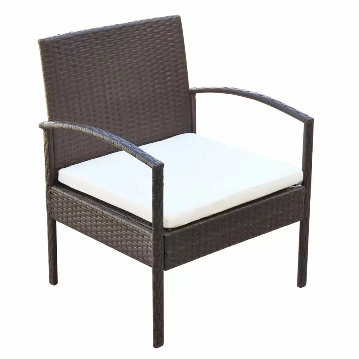 4 Piece Cream White Cushioned Poly Rattan Patio Lounge Set O977698