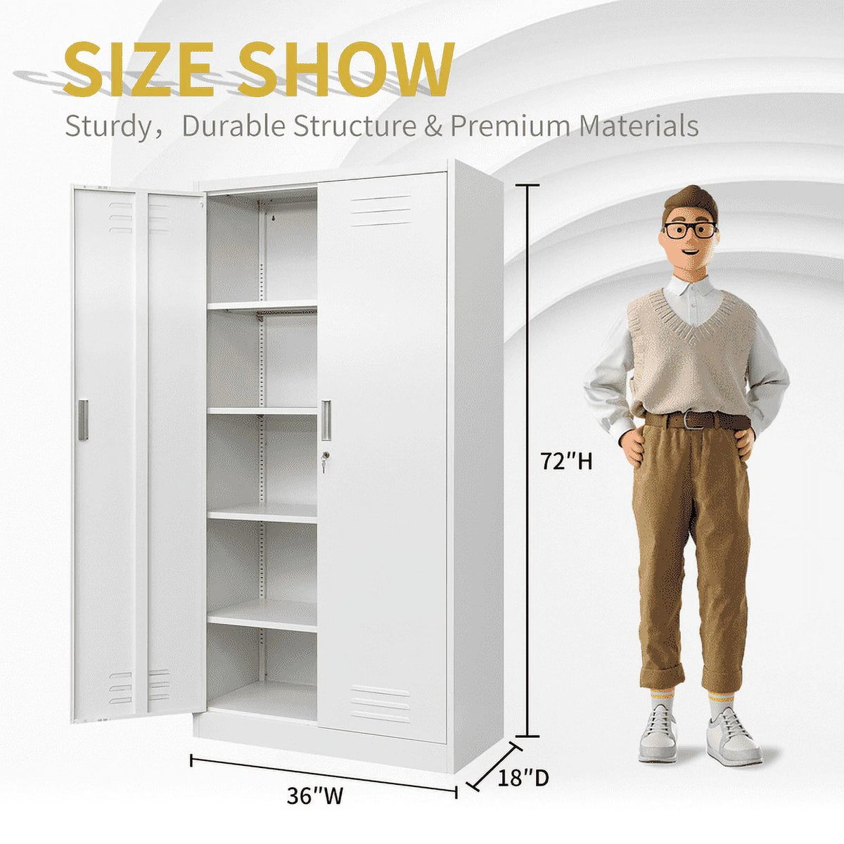 Lockable 72" Metal Storage Cabinet with Adjustable Shelves K66407