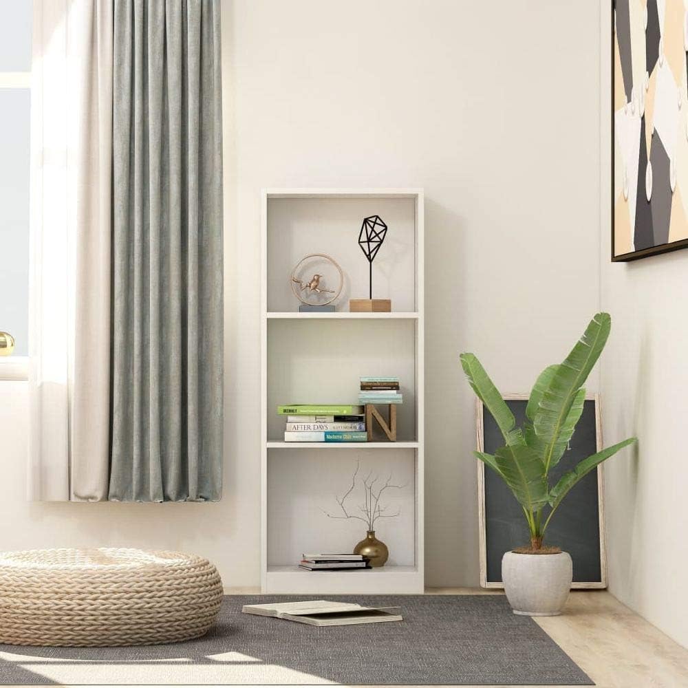 3-Tier White Chipboard Bookcase S101