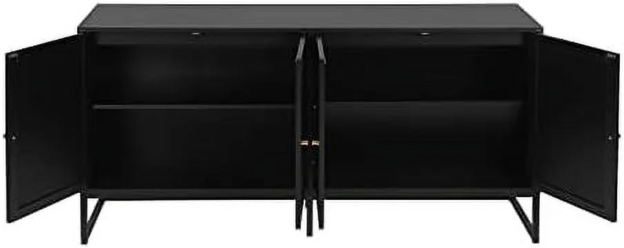 Black Rattan Sideboard Cabinet with Adjustable Shelves F509