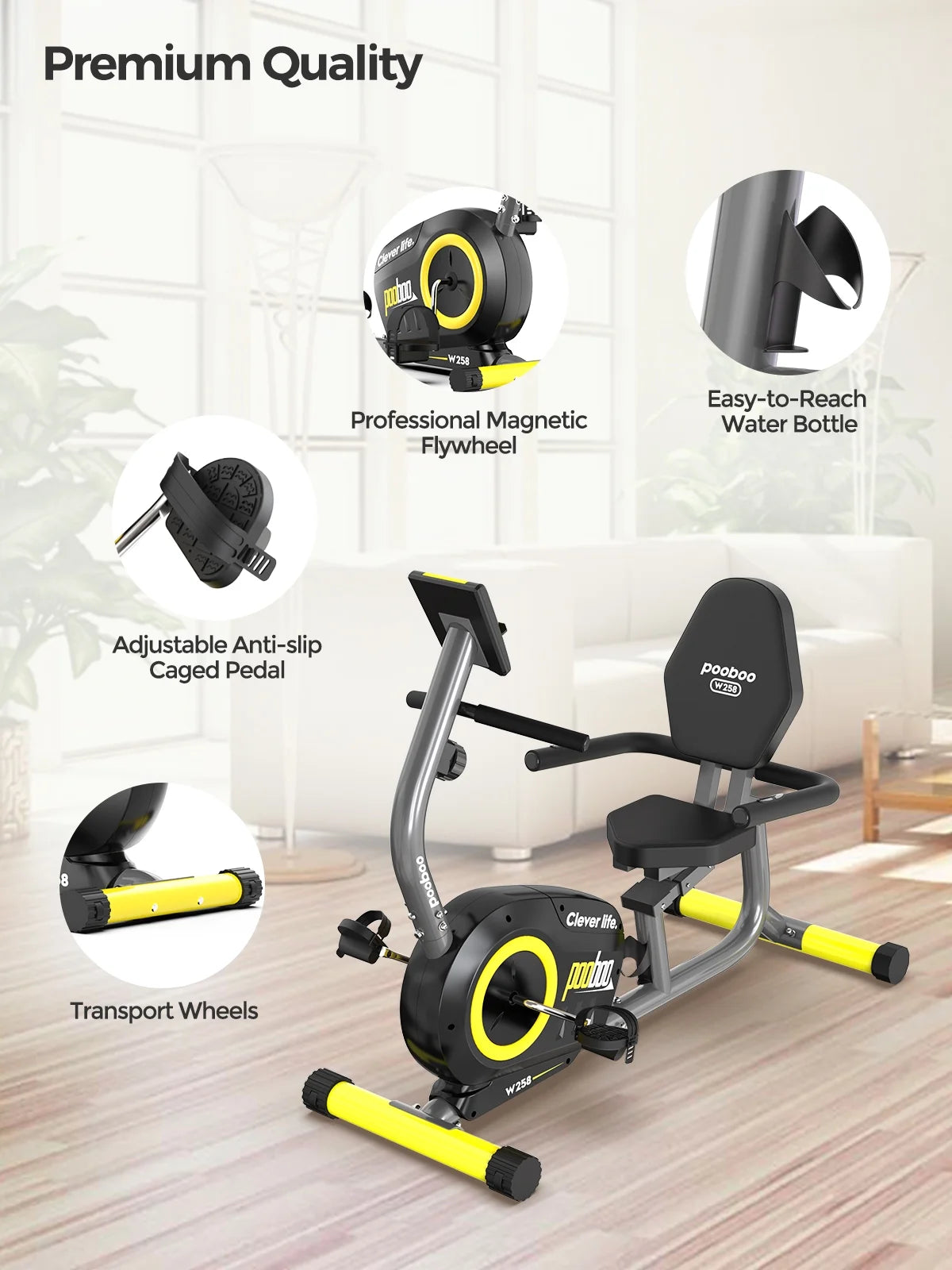 Recumbent Exercise Bike Belt Drive Indoor Cycling Bike A27834