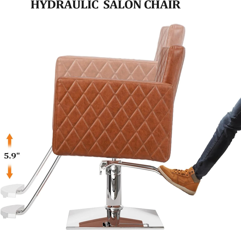 Brown Hydraulic Barber Chair with Aluminium Alloy Footrest Q2550