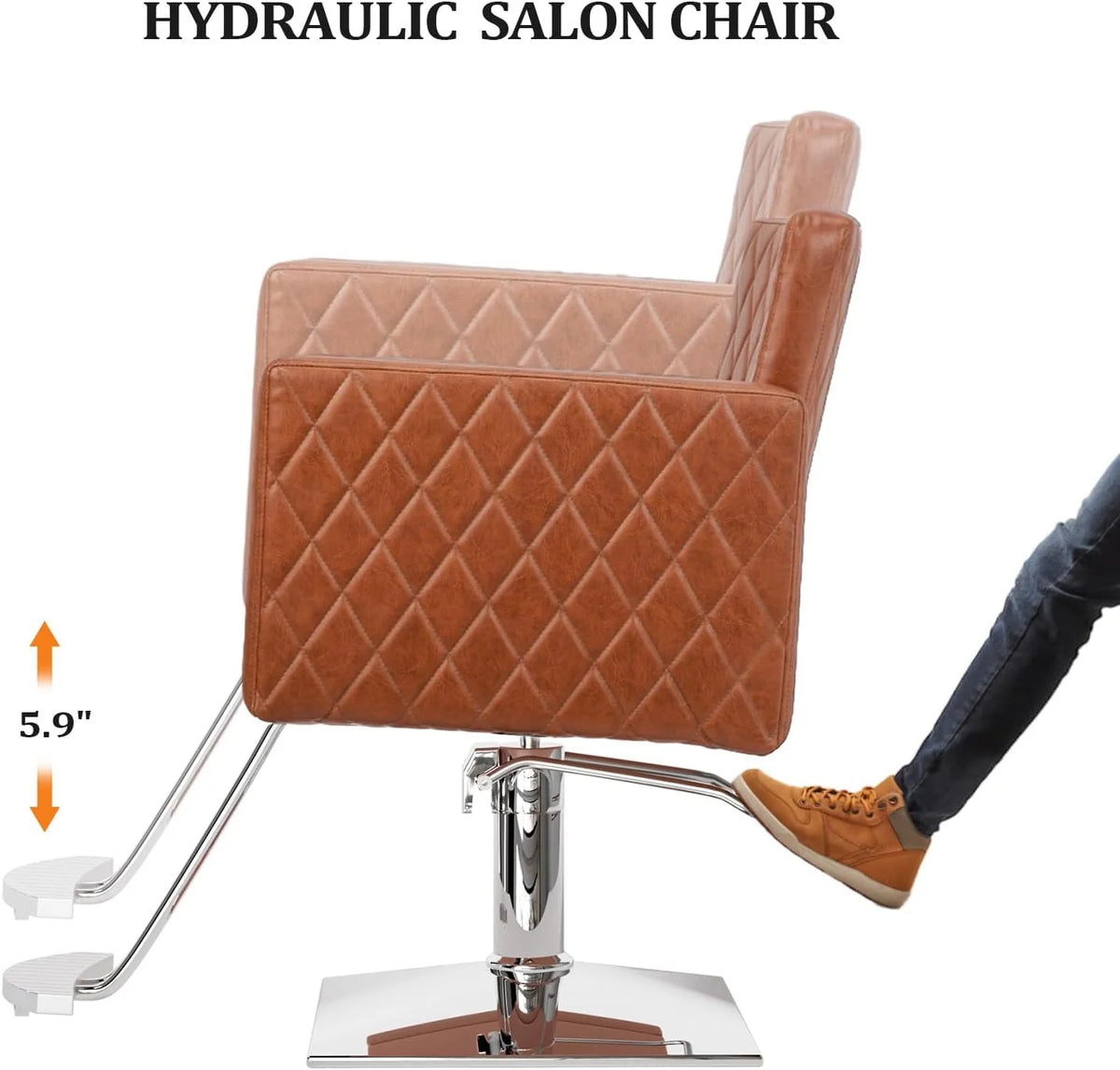 Brown Hydraulic Barber Chair with Aluminium Alloy Footrest Q2550