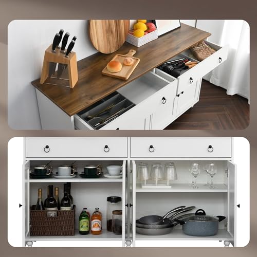 Black Buffet Cabinet with 2 Drawers and 4 Doors M214
