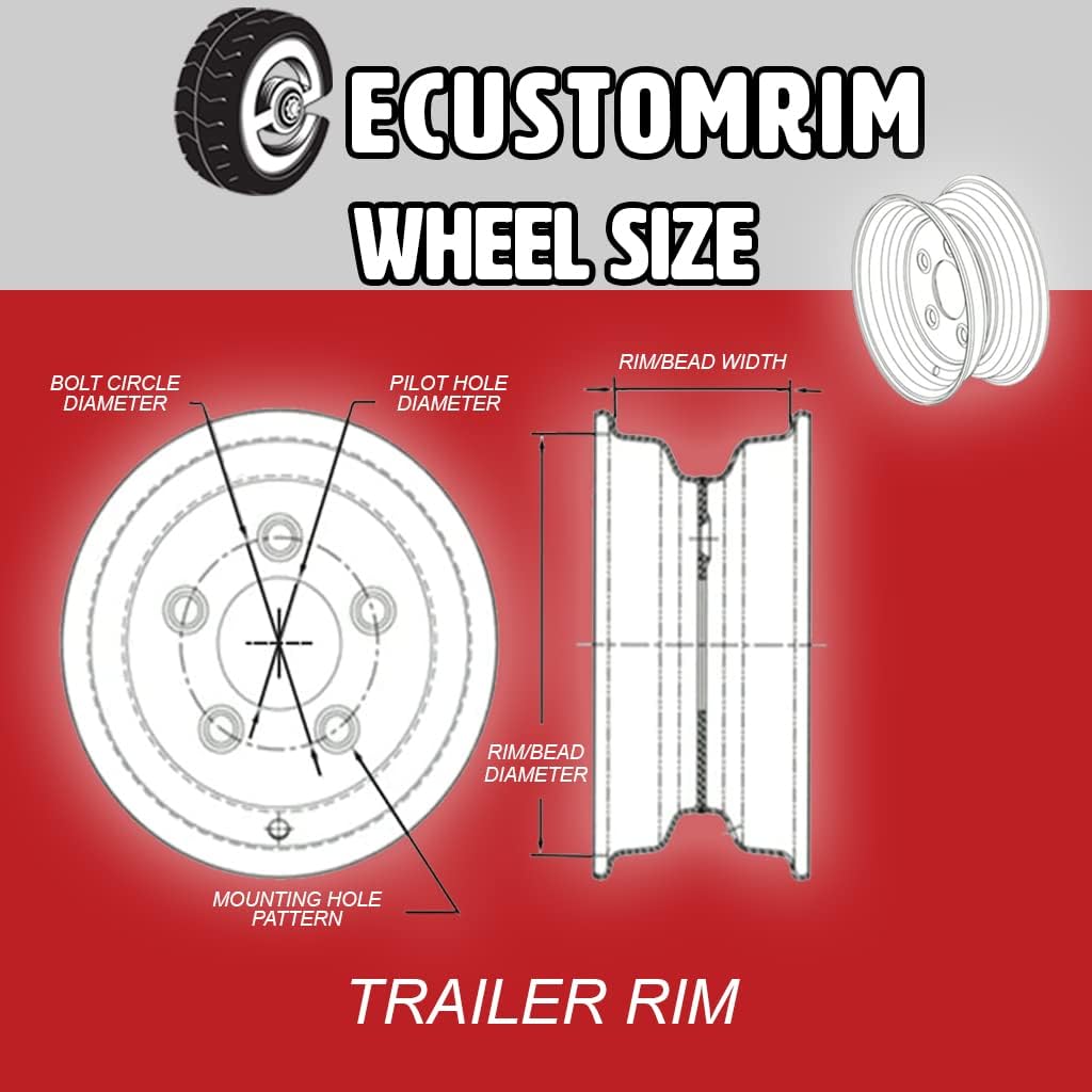 2-Pack Aluminum 5 Lug Trailer Wheel 12 in Black Rim ST145/R12 K4524