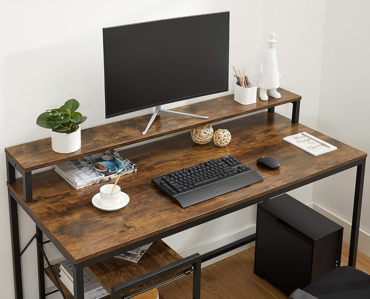Computer Desk with Monitor Stand and Storage Shelves R919116
