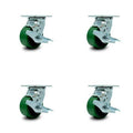 Green Polyurethane Swivel Casters with Brakes Set of 4 R14126