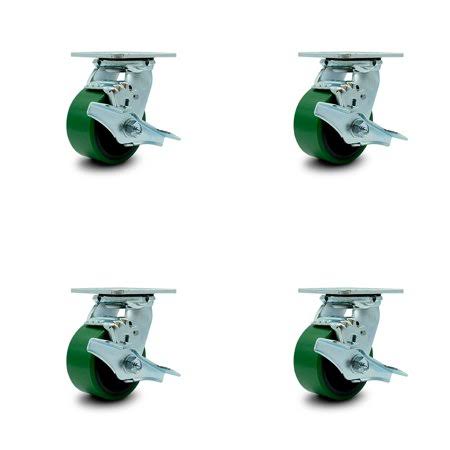 Green Polyurethane Swivel Casters with Brakes Set of 4 R14126