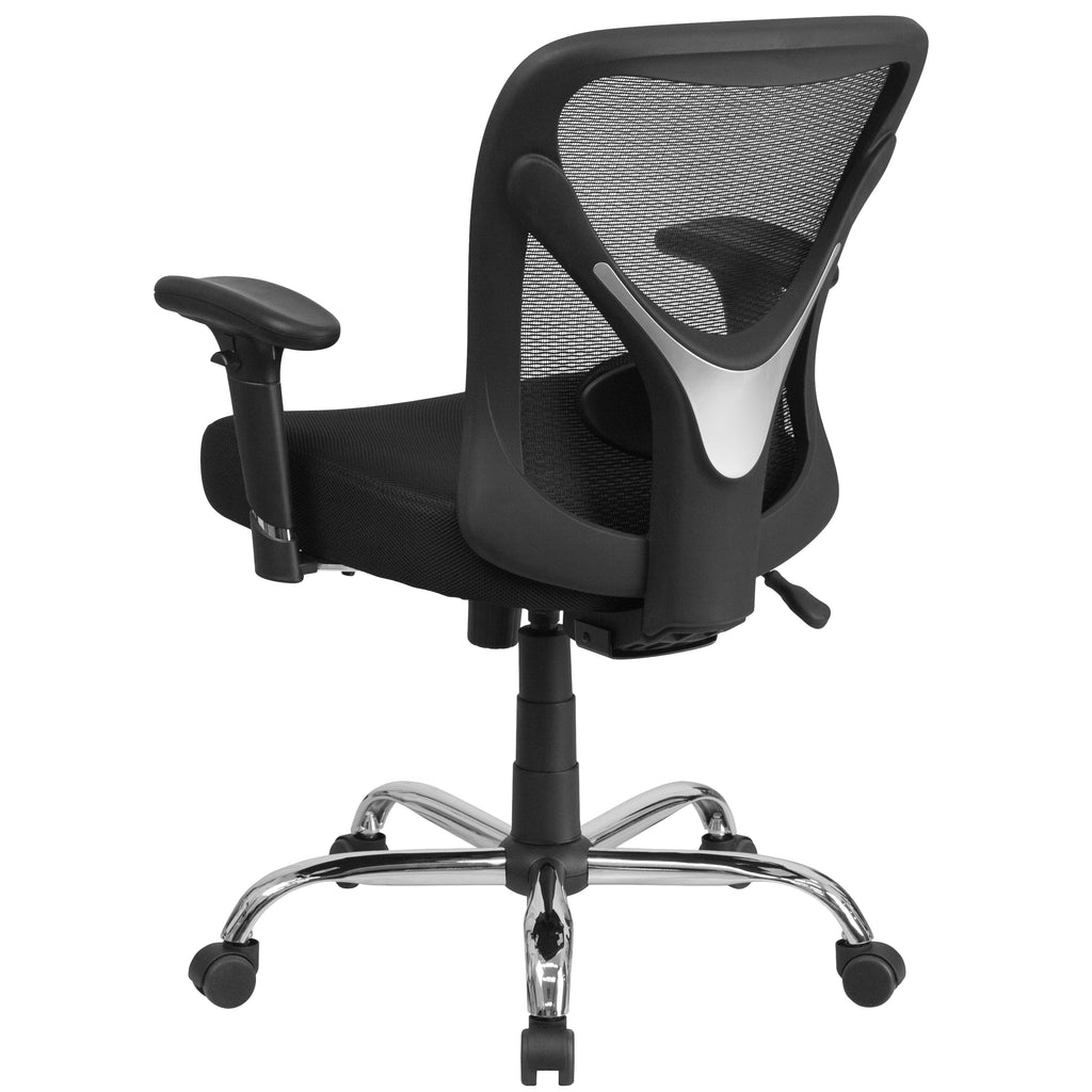 Black Mesh Ergonomic Task Office Chair with Adjustable Back and Arms Q18902