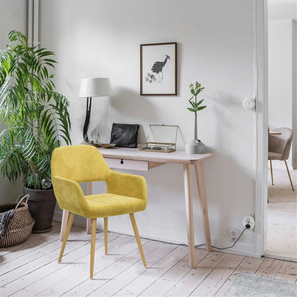 Linen Dining Chair (Set of 2) (Yellow) U400748